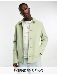 ASOS DESIGN - Camicia giacca oversize effetto lana verde