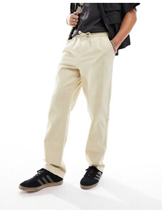 ASOS DESIGN - Pantaloni dritti color pietra con vita elasticizzata-Neutro