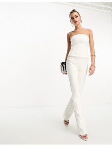 Naked Wardrobe - Pantaloni bianchi a zampa in pelle sintetica in coordinato-Bianco