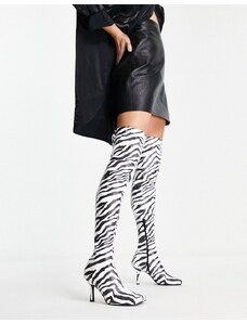 ASOS DESIGN - Kindred - Stivali sopra al ginocchio con punta squadrata e tacco zebrati-Multicolore