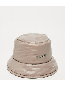 COLLUSION Unisex - Cappello da pescatore imbottito grigio chiaro con logo-Neutro