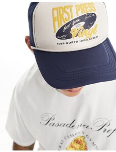 Abercrombie & Fitch - Cappello con visiera bianco sporco/blu navy