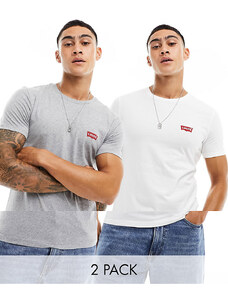 Levi's - Confezione da 2 T-shirt girocollo con logo batwing bianco e grigio mélange-Multicolore