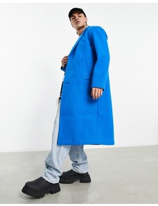 ASOS DESIGN - Cappotto comodo effetto lana blu