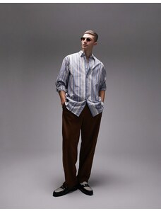 Topman - Camicia super oversize a maniche lunghe a righe multicolore