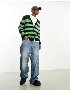 ASOS DESIGN - Cardigan oversize in maglia a righe verdi-Verde