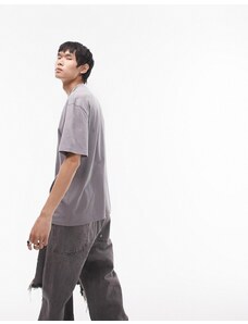 Topman - T-shirt oversize grigio medio