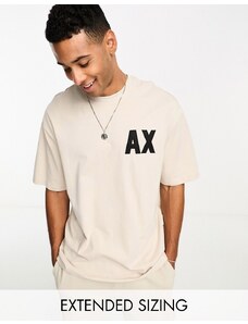 Armani Exchange - Mix and Match - T-shirt oversize beige con logo-Neutro