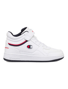 Sneakers alte bianche da ragazzo con dettagli blu e rossi Champion Rebound Vintage
