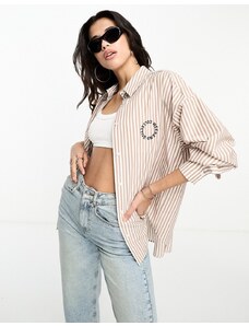 ASOS - Weekend Collective - Camicia oversize a righe cammello-Neutro