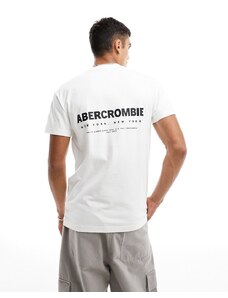 Abercrombie & Fitch - T-shirt oversize bianca con logo al centro davanti e sul retro-Bianco