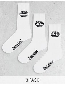 Timberland - Core - Confezione da 3 paia di calzini bianchi con logo doppio-Black