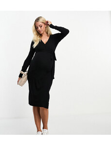 Threadbare Maternity - Vestito midi nero allacciato in vita