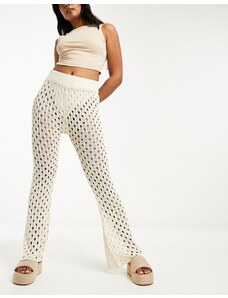 Threadbare - Pantaloni a fondo ampio color crema all'uncinetto in coordinato-Bianco