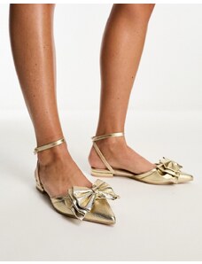 Be Mine - Milli - Scarpe basse da sposa oro metallizzato con fiocco