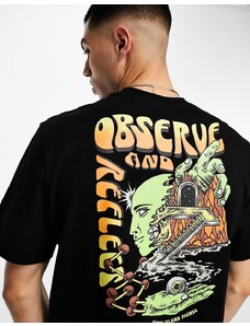 Coney Island Picnic - T-shirt a maniche corte nera con stampa "Observe And Reflect" in coordinato-Nero