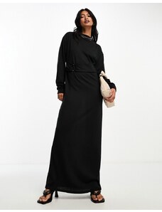 ASOS DESIGN - Vestito lungo nero a maniche lunghe ultra morbido