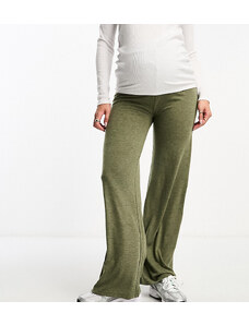 Mama.licious Mamalicious Maternity - Pantaloni a fondo ampio in jersey kaki-Verde