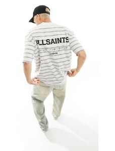AllSaints - Underground - T-shirt oversize grigio chiaro a righe