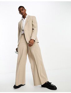 ASOS DESIGN - Pantaloni da abito a fondo molto ampio color pietra-Neutro