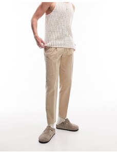 Topman - Pantaloni affusolati in velluto a coste color pietra-Neutro