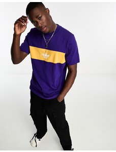 adidas Originals - Rifta - T-shirt colorblock viola e gialla con logo