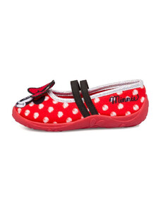 Mickey Mouse Pantofole rosse a pois da bambina con fiocchetto Minnie