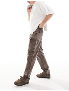 Abercrombie & Fitch - Pantaloni cargo elasticizzati in tela ampi marroni-Marrone