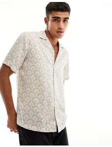 Selected Homme - Camicia oversize con stampa mosaico pastello e rever-Verde