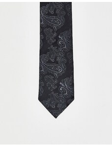 Harry Brown - Cravatta nera con stampa cachemire-Nero