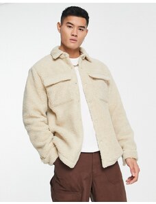 Pull&Bear - Camicia in pile borg beige-Neutro