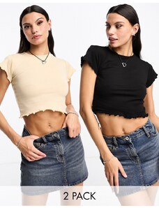 Daisy Street - Confezione da 2 T-shirt mini con fondo smerlato-Nero