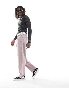 ASOS DESIGN - Jeans ampi rosa lavaggio acido con dettagli invecchiati