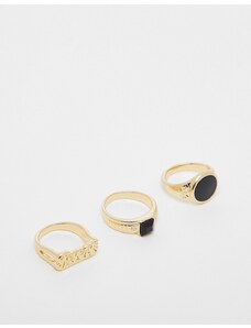 SVNX - Confezione da tre anelli color oro con pietre