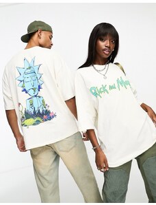 ASOS DESIGN - T-shirt unisex oversize bianca con stampa "Rick and Morty" su licenza-Bianco