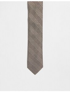 ASOS DESIGN - Cravatta sottile marrone a quadri