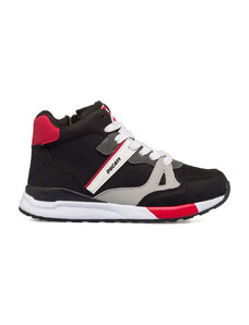 Sneakers alte nere da bambino con dettagli rossi, bianchi e grigi Ducati