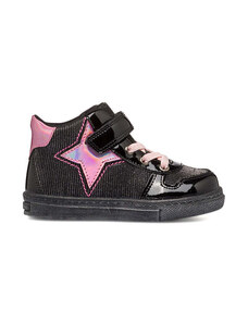 Sneakers alte nere da bambina con maxi-cuore rosa Le scarpe di Alice