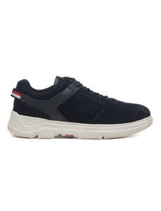 Tommy Hilfiger sneakers uomo in pelle total blue con inserto posteriore