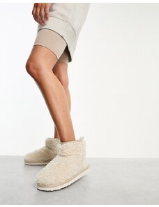 SIMMI Shoes Simmi London - Hug - Pantofole a stivaletto color crema soffici-Neutro
