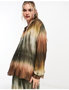 Pull&Bear - Camicia oversize tie-dye multicolore sfumata in coordinato