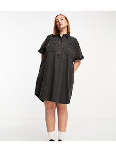 Madewell Plus - Vestito camicia corto in denim nero