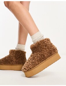 SIMMI Shoes Simmi London - Pantofole stile stivaletto color castagna con suola platform-Brown