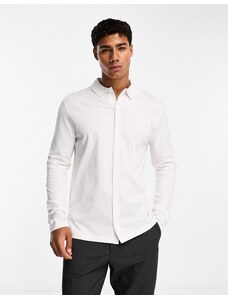 ASOS DESIGN - Camicia a maniche lunghe in jersey bianca-Nero
