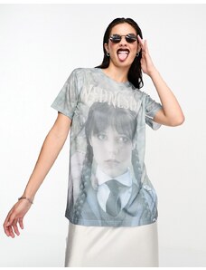 ASOS DESIGN - Wednesday Addams - T-shirt oversize con grafica stampata su licenza-Multicolore