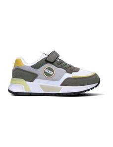 COLMAR Sneaker bambino bianca/verde militare/gialla in suede SNEAKERS