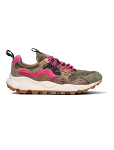 FLOWER MOUNTAIN Sneaker donna verde militare/rosa in suede SNEAKERS