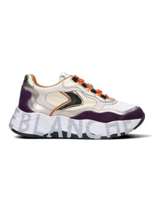 VOILE BLANCHE Sneaker donna bianca/platino/viola in suede SNEAKERS