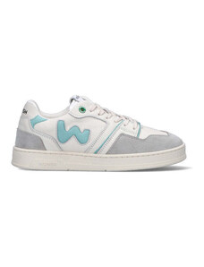 WOMSH Sneaker donna bianca/acquamarina in pelle SNEAKERS