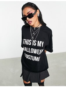 ASOS DESIGN - T-shirt oversize nera con stampa "This is my halloween costume"-Nero